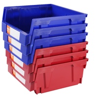 VEVOR Plastic Storage Bin, (276 mm x 279 mm x 128 mm), Hanging Stackable Storage Organizer Bin, Blue/Red, 6-Pack, Heavy Duty Stacking Containers for C