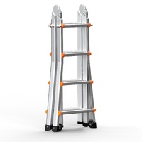 VEVOR Telescoping Ladder A Frame, 13 FT Compact Aluminum Extension Ladder, Multi-Function Portable Collapsible RV Ladder, Telescopic Ladder for Homewo