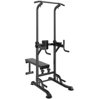 VEVOR Power Tower with Bench, 10-Level Height Adjustable Pull Up Bar Stand Dip Station & Detachable Bench, Multi-Function Home Gym Strength Training F