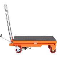 Hydraulic Lift Table Cart, 500lbs Capacity 28.5" Lifting Height, Manual Single Scissor Lift Table with 4 Wheels and Non-slip Pad, Hydraulic Scissor Ca