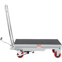 VEVOR Hydraulic Lift Table Cart, 500lbs Capacity 28.5" Lifting Height, Manual Single Scissor Lift Table with 4 Wheels and Non-slip Pad, Hydraulic Scis
