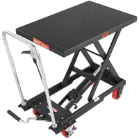 VEVOR Hydraulic Lift Table Cart, 330lbs Capacity 28.5" Lifting Height, Manual Single Scissor Lift Table with 4 Wheels and Non-slip Pad, Hydraulic Scis