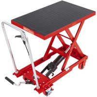 VEVOR Hydraulic Lift Table Cart, 330lbs Capacity 28.5" Lifting Height, Manual Single Scissor Lift Table with 4 Wheels and Non-slip Pad, Hydraulic Scis