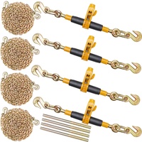 VEVOR Ratchet Chain Binder 3/8"-1/2" Load Binders 12000 lbs w/ G80 Chains 4 Pcs