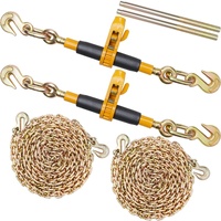 VEVOR Ratchet Chain Binder 2PCS, 0.9-1.2 cm Heavy Duty Load Binders, with G80 Chains 5443 kg Secure Load Limit, Labor-saving Anti-skid Handle, Tie Dow