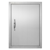 BBQ Access Door, 457x610 mm Single Outdoor Kitchen Door, Stainless Steel Flush Mount Door, Wall Vertical Door with Handle, for BBQ Island, Grilling St