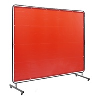 Welding Screen with Frame, 6' x 8' Welding Curtain Screen, Flame-Resistant Vinyl Welding Protection Screen on 4 Swivel Wheels (2 Lockable), Moveable &