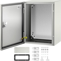 VEVOR Steel Electrical Box 16'' x 12'' x 8'' Electrical Enclosure Box, Carbon Steel Hinged Junction Box, IP65 Weatherproof Metal Box Wall-Mounted Elec