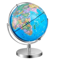VEVOR Rotating World Globe with Stand, 330.2 mm, Educational Geographic Globe with Precise Time Zone ABS Material, Spinning Globe for Kids Children Le