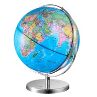 VEVOR Illuminated World Globe with Stand, 228.6 mm, Educational Earth Globe with Stable Heavy Metal Base and LED Constellation Night Light HD Printed 