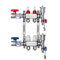 VEVOR 2-Branch Radiant Heat Manifold, 1/2" PEX Tubing Manifold, Stainless Steel PEX Manifold for Hydronic Radiant Floor Heating, Radiant Heat PEX Mani