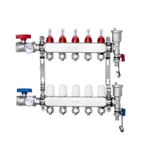 VEVOR 5-Branch Radiant Heat Manifold, 1/2" PEX Tubing Manifold, Stainless Steel PEX Manifold for Hydronic Radiant Floor Heating, Radiant Heat PEX Mani