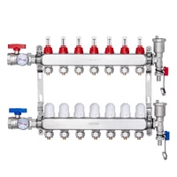 VEVOR 7-Branch Radiant Heat Manifold, 1/2" PEX Tubing Manifold, Stainless Steel PEX Manifold for Hydronic Radiant Floor Heating, Radiant Heat PEX Mani
