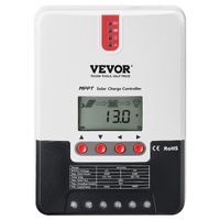 VEVOR 20A MPPT Solar Charge Controller, Auto DC Input, Solar Panel Regulator Charger with LCD Display Temperature Sensor Cable, for Sealed(AGM), Gel, 