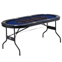 VEVOR 8 Player Foldable Poker Table, Blackjack Texas Holdem Poker Table with Padded Rails and Stainless Steel Cup Holders, Portable Folding Card Board