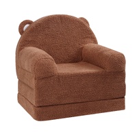 VEVOR Baby Chair Foldable 2-in-1 Baby Lounger Couch Cartoon Kids Sofa Brown