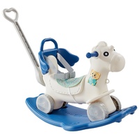 VEVOR 4 in 1 Rocking Horse for Toddlers 1-3 Years, Baby Rocking Horse with Detachable Balance Board, Push Handle and 4 Smooth Wheels, Support up to 80
