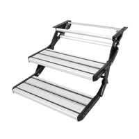 VEVOR RV Steps, 2-Step, Manual Retractable RV Stairs, Foldable, 440 LBS Load Capacity, Aluminum Alloy Steps, Thickened Steel Plate, Non-Slip Steps for