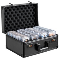VEVOR Graded Card Storage Box, 4 Slots, Graded Sports Cards Holder Carrying Case with Coded Lock Foam Dividers, for 108 PSA Graded Cards 76 BGS Cards 