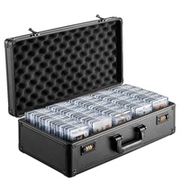 VEVOR Graded Card Storage Box, 5 Slots, Graded Sports Cards Holder Carrying Case with Coded Lock Foam Dividers, for 162 PSA Graded Cards 115 BGS Cards