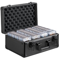 Graded Card Storage Box, 4 Slots, Graded Sports Cards Holder Carrying Case with Key Lock Foam Dividers, for 108 PSA Graded Cards 76 BGS Cards 84 SGC C