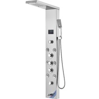 VEVOR Shower Panel System, 6 Shower Modes, LED & Screen Hydroelectricity Shower Panel Tower, Rainfall, Waterfall, 8 Massage Jets, Tub Spout, Handheld 