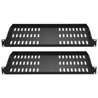 VEVOR 2PCS 1U Server Rack Shelf, 254mm Depth, 22.68kg Max Load Capacity Vented Cantilever or Wall Mount Rack Mount Shelf with Tray, Good Air Circulati