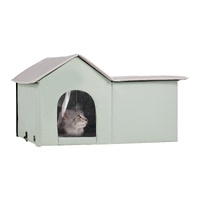 Heated Cat House, Outdoor Kitty Shelter with Adjustable Temperature and Timer, 600D Oxford Cloth Foldable Cat Shelter with Heated Pad for Winter to St