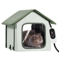 VEVOR Elevated Heated Cat House, Outdoor Kitty Shelter with Timer, 600D Oxford Cloth Foldable Cat Shelter with Heated Pad for Winter to Stay Warm and 