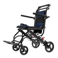 VEVOR Wheelchair, Aluminum Alloy Ultra-Lightweight Transport Chair for Adults, Foldable Cabin Wheelchair with Flip-Back Desk-Length Arms, Self-locking