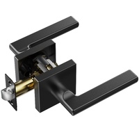 VEVOR Passage Door Handle, 1 Pack Matte Black Door Lever, Left or Right Handing Reversible Lever Non-Locking, Rotation to Open, Square Interior Door H