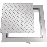 VEVOR Recessed Manhole Cover 11.8""x11.8"" Clear Opening, Galvanized Steel Drain Cover Overall Size 14.5""x14.5"", Sealed Square Manhole Cover and Fra