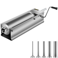 VEVOR Manual Sausage Stuffer, 7 L / 15 LBS Horizontal Sausage Machine, Dual-Speed Meat Stuffer, Made of Food-Grade 304 Stainless Steel, Includes 5 Stu