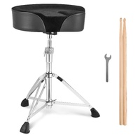 VEVOR Saddle Drum Throne, 560-705 mm Height Adjustable, Padded Drum Stool Seat with Anti-Slip Feet Drumsticks 227 kg Max Weight Capacity, Swivel Drum 
