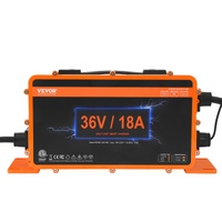 VEVOR Golf Cart Battery Charger, 18 AMP, Smart Club Car Charger with Crowfoot Plug, Compatible with Lead-Acid AGM/GEL/EFB MF NMC LiFePO4 Batteries for