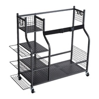 VEVOR Golf Storage Garage Organizer, 2 Golf Bag Stand Holder and Other Sports Equipment Storage Rack, Rolling Ball Cart on Wheels, Outdoor Sport Gear 