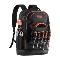 VEVOR Tool Backpack, 65 Pockets, Heavy-duty Tools Storage Organizer Work Bags with Laptop Compartment & Molded Base, Electrician Jobsite Backpack for 