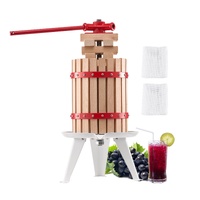 VEVOR 1.6 Gal/6L Fruit Wine Press, Solid Wood Basket with 8 Blocks, Heavy Duty Manual Juice Maker, Cider Apple Grape Tincture Honey Olive Oil Making P
