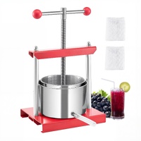 VEVOR 0.8 Gal/3L Fruit Wine Press, 2 Stainless Steel Barrels, Manual Juice Maker, Cider Apple Grape Tincture Honey Olive Oil Making Press with T-Handl