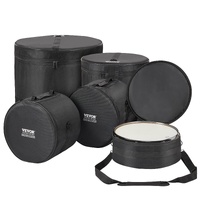 VEVOR 5-Piece Drum Bag Set, 1680D Oxford Fabric, Padded Drum Bags and Cases with 4.92 ft Detachable Shoulder Strap Carry Handles Foldable Design, for 