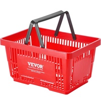 VEVOR Shopping Basket, Set of 12, 24L Durable Plastic Grocery Basket with Handle and Stand, 425 x 295 x 225 mm Portable Shop Basket Bulk Used for Reta