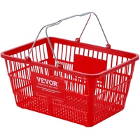 VEVOR Shopping Basket, Set of 12, 21L Durable Plastic Grocery Basket with Metal Handle and Stand, 425 x 305 x 218 mm Portable Shop Basket Bulk Used fo