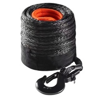 Synthetic Winch Rope, 12.7 mm x 28 m, 142.3 kN, Synthetic Winch Line Cable Rope with Protective Sleeve + Forged Winch Hook + Pull Strap, Universal Fit