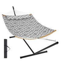 VEVOR Two Person Hammock with Stand Included, Double Hammock with Curved Spreader Bar and Detachable Pillow and Portable Carrying Bag, Perfect for Out