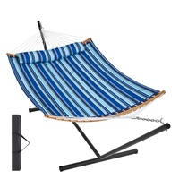 VEVOR Two Person Hammock with Stand Included, Double Hammock with Curved Spreader Bar and Detachable Pillow and Portable Carrying Bag, Perfect for Out