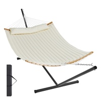 VEVOR Two Person Hammock with Stand Included, Double Hammock with Curved Spreader Bar and Detachable Pillow and Portable Carrying Bag, Perfect for Out