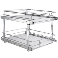 VEVOR 2 Tier 20"Wx21"Dx15"H Pull Out Cabinet Organizer, Heavy Duty Slide Out Pantry Shelves, Steel Roll Out Drawers, Sliding Drawer Storage for Home, 