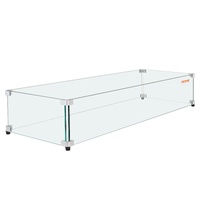 VEVOR Glass Wind Guard for Rectangular Fire Pit Table 773 x 367 x 191 mm, 8mm Thick and Sturdy Tempered Glass Panel with Hard Aluminum Corner Bracket 