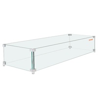 VEVOR Gas Fire Pit Wind Guard for Square Fire Table, 595 x 190 x 165 mm Clear Tempered Wind Guard for Firepits, 8mm Thick Square Glass Shield, Glass P