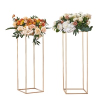 VEVOR 2PCS 31.5inch/80cm High Wedding Flower Stand, With Acrylic Laminate,Metal Vase Column Geometric Centerpiece Stands, Gold Rectangular Floral Disp